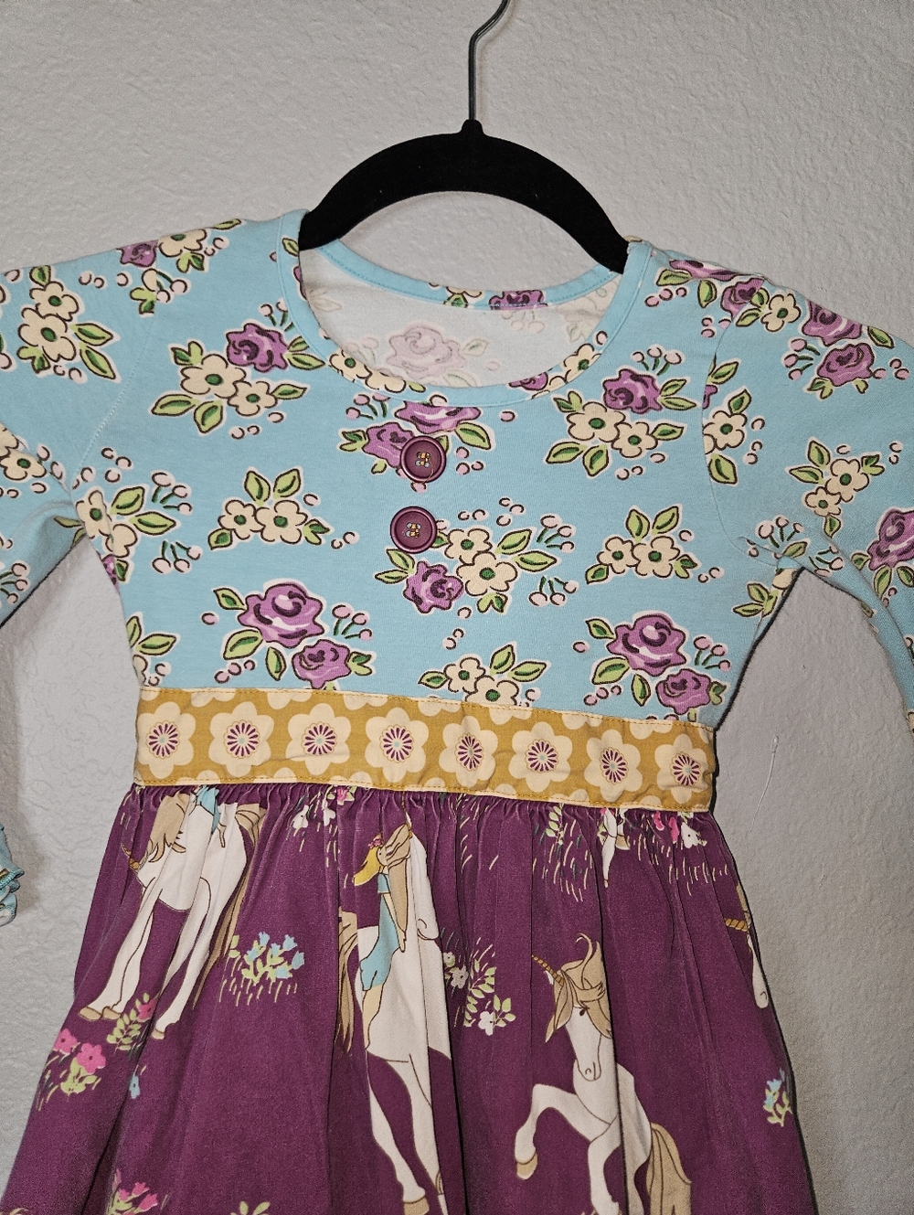 Eleanor Rose Dress Rhonda Style Girls 4-5 Unicorn Floral Print - Picture 2 of 7